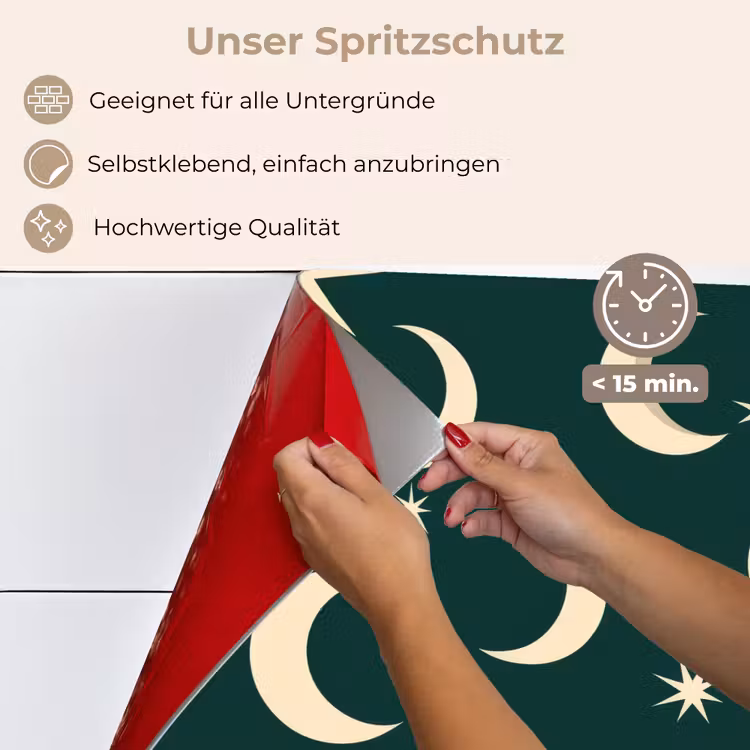 Manen - Sterren - Groen keuken achterwand spatscherm klein 900 -spatscherm_DE