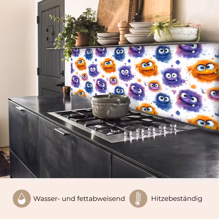 Monstertjes - Aquarel - Kleurrijk keuken achterwand 2 middel 871 -usp_DE