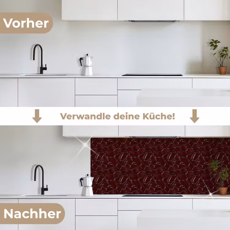 Mozaïek - Tegel - Bordeauxrood keuken achterwand 2 middel 871 -voor-na_DE