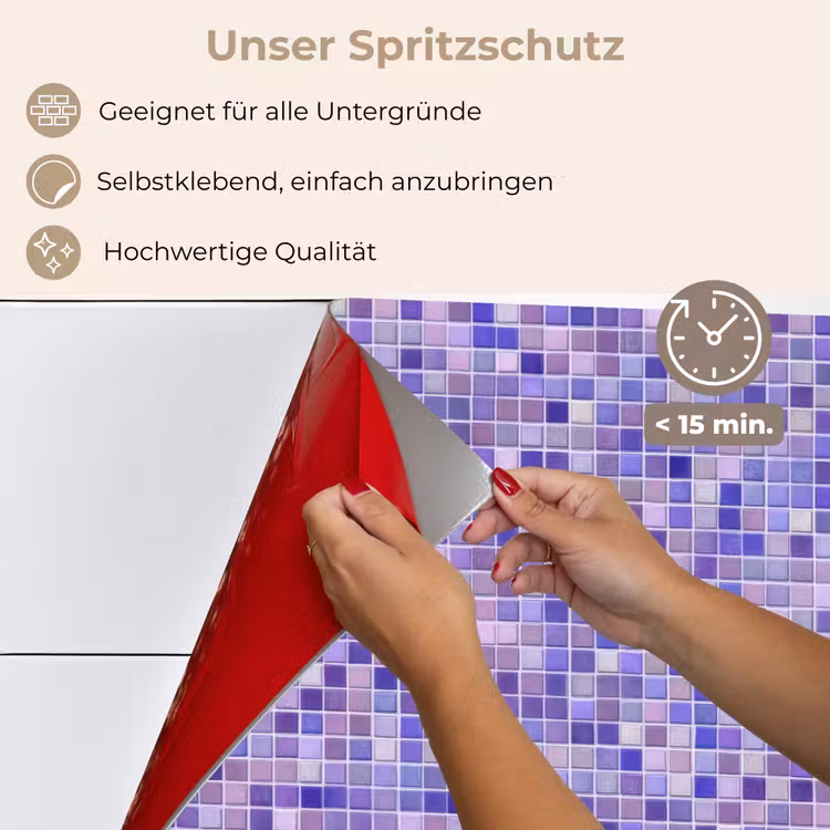 Mozaïek - Tegels - Lila - Amethist keuken achterwand spatscherm klein 900 -spatscherm_DE