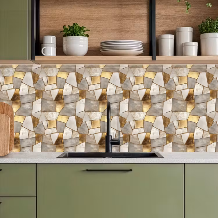 Mozaïek - Marmer - Goud keuken achterwand 2 middel 871 -sfeer3