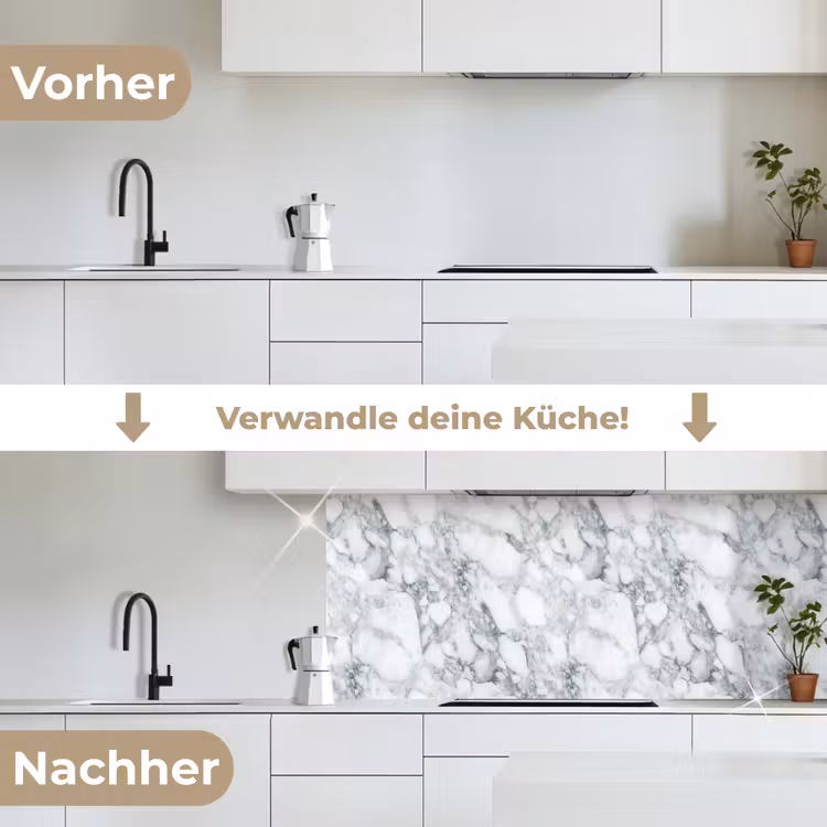 Mozaïek - Marmer - Wit - Onregelmatig keuken achterwand 2 middel 871 -voor-na_DE