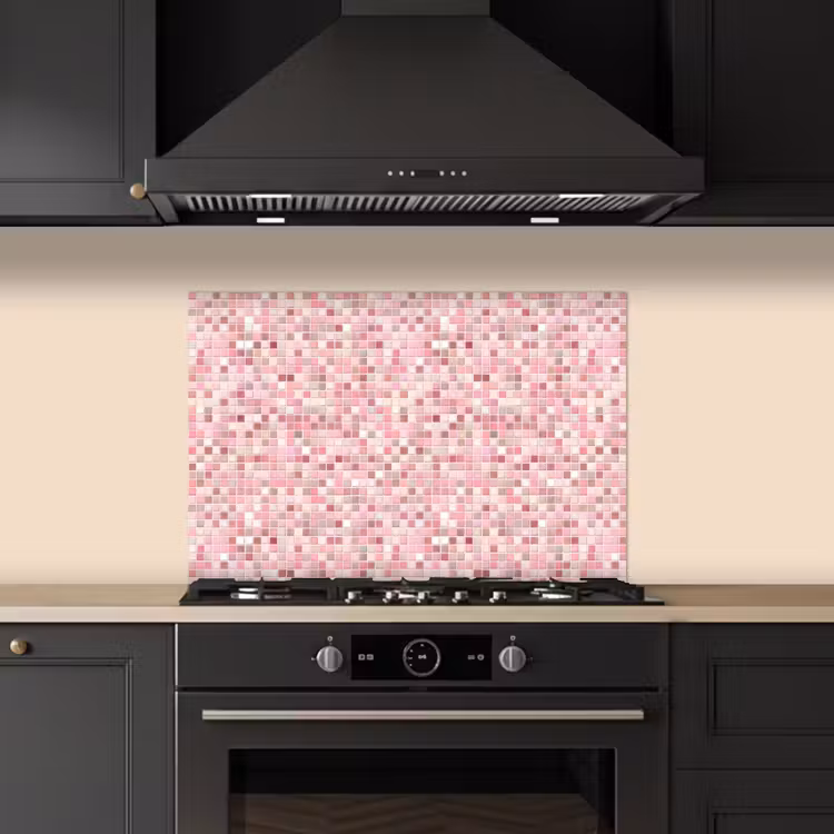 Mozaïek - Patroon - Roze keuken achterwand spatscherm klein 900 -sfeer1