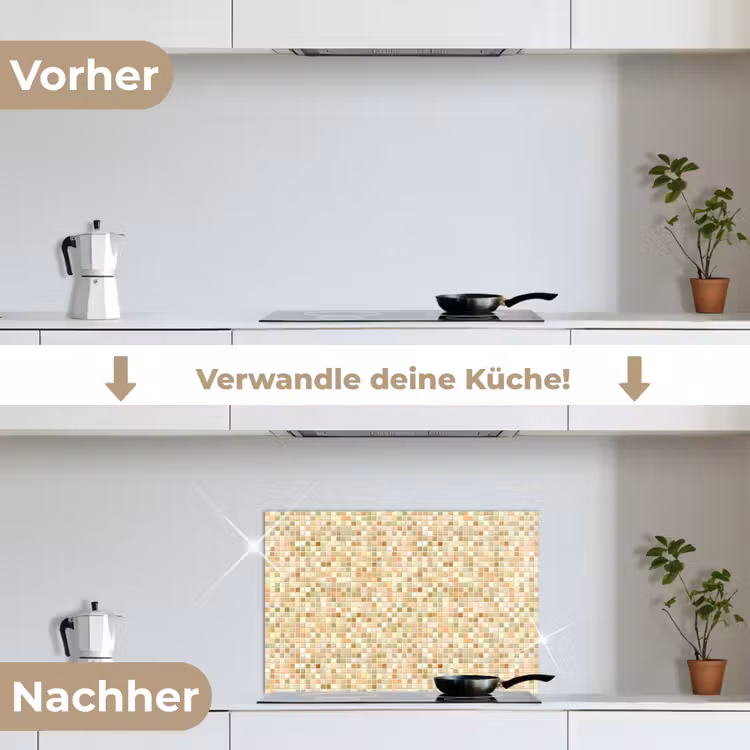 Mozaïek - Patroon - Terracotta keuken achterwand spatscherm klein 900 -voor_na_DE