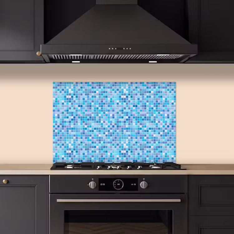 Mozaïek - Patroon - Turquoise keuken achterwand spatscherm klein 900 -sfeer1
