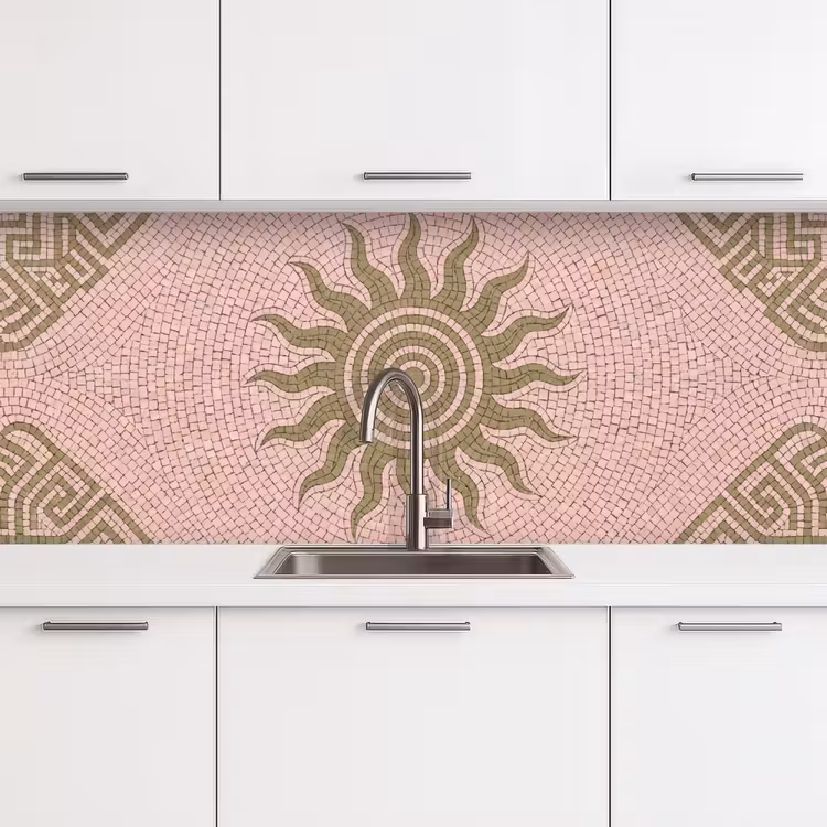 Mozaïek - Zon - Patroon - Klassiek - Roze keuken achterwand 2 middel -3d