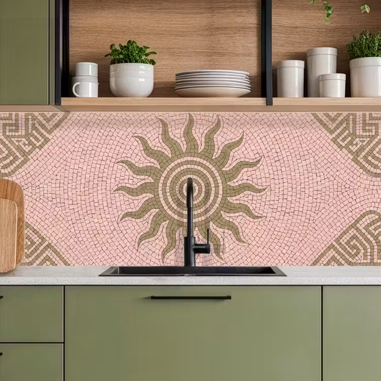 Mozaïek - Zon - Patroon - Klassiek - Roze keuken achterwand 2 middel -sfeer3