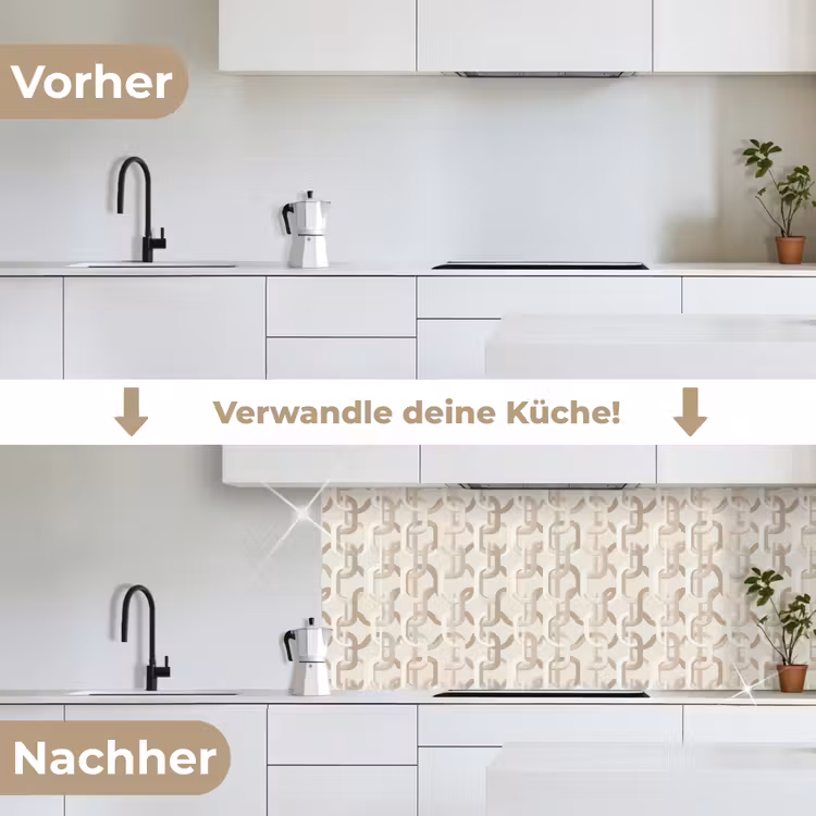 Motief - Abstract - Beige keuken achterwand 2 middel 871 -voor-na_DE