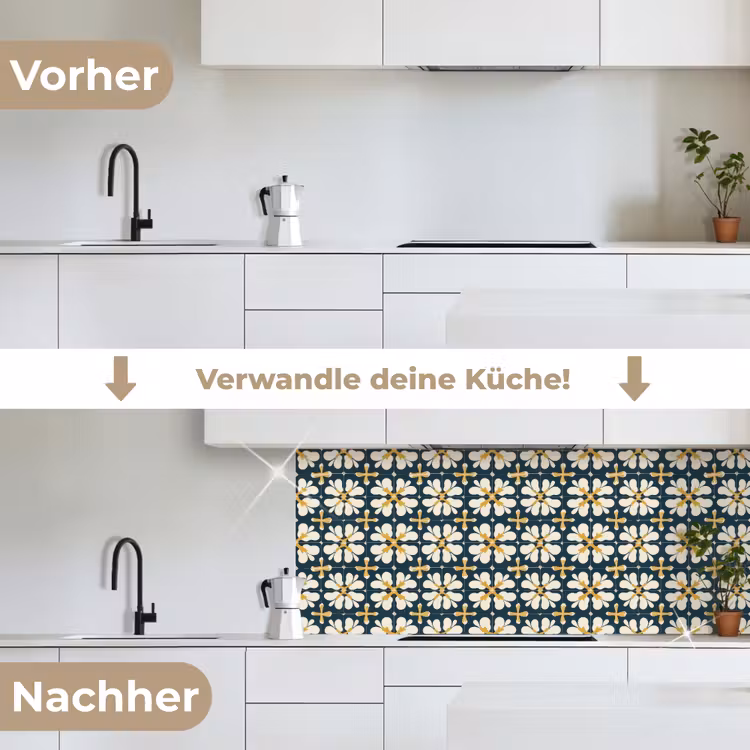Motief - Tegel - Okergeel keuken achterwand 2 middel 871 -voor-na_DE