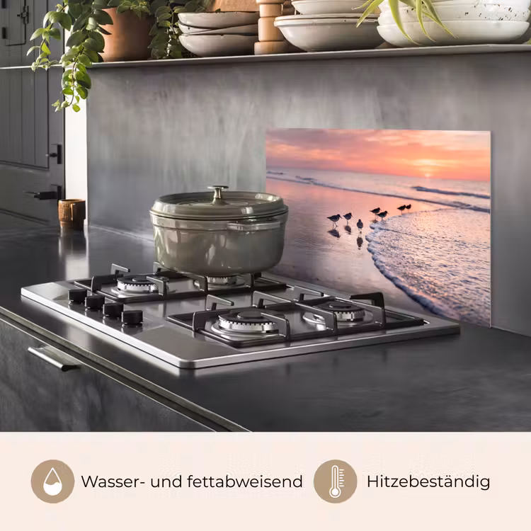 Meeuwen - Strand - Zee - Roze keuken achterwand spatscherm klein -usp_DE