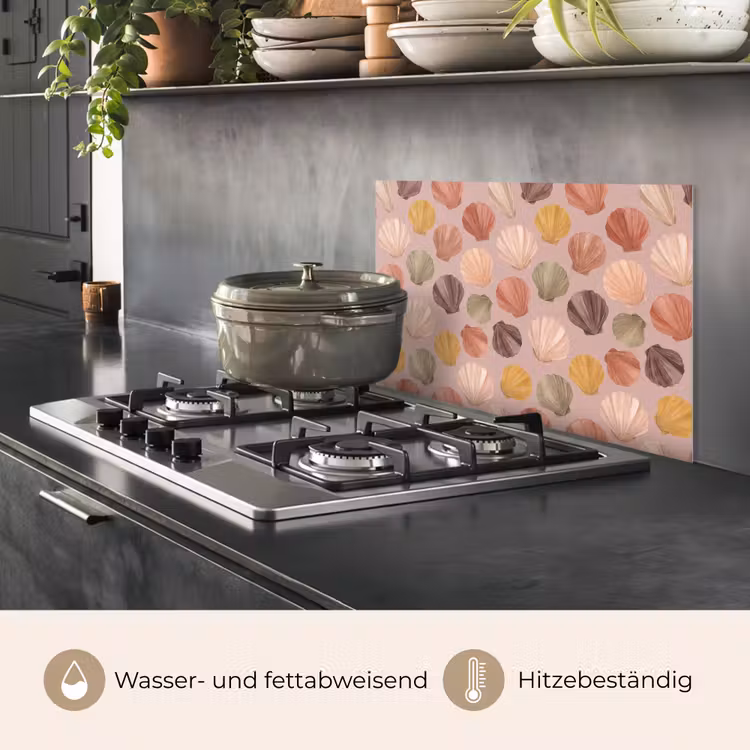 Schelp - Patroon - Zee - Aquarel - Aardetinten keuken achterwand spatscherm klein -usp_DE