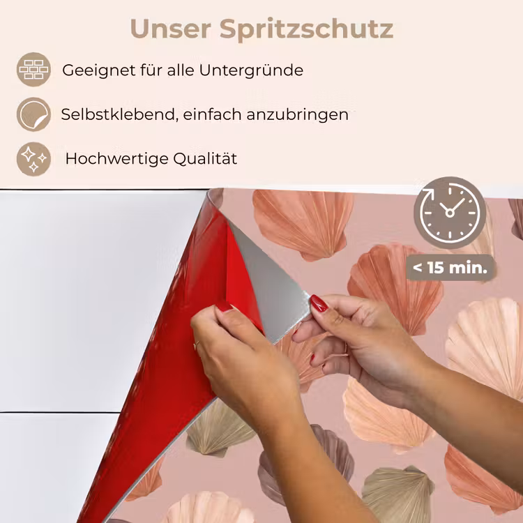 Schelp - Patroon - Zee - Aquarel - Aardetinten keuken achterwand spatscherm klein -spatscherm_DE