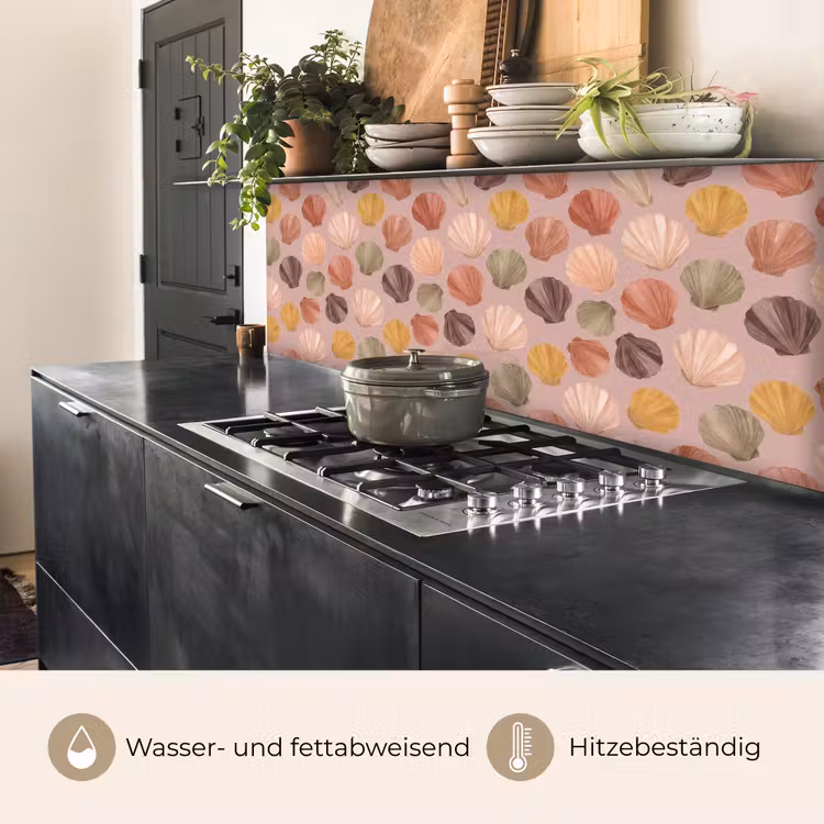 Schelp - Patroon - Zee - Aquarel - Aardetinten keuken achterwand 2 middel -usp_DE