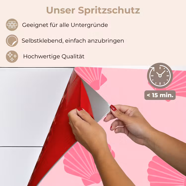 Schelp - Patroon - Zee - Modern - Roze keuken achterwand spatscherm klein -spatscherm_DE