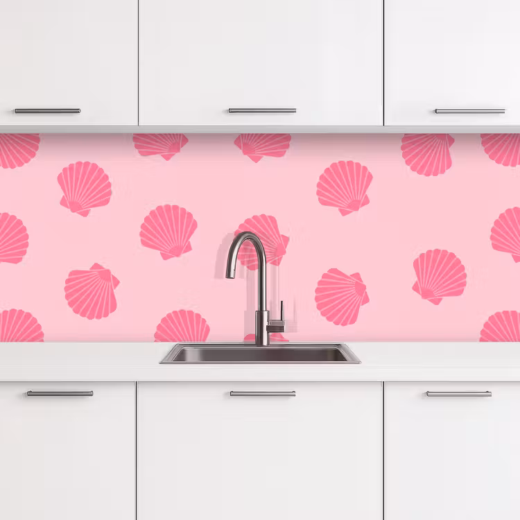 Schelp - Patroon - Zee - Modern - Roze keuken achterwand 2 middel -3d