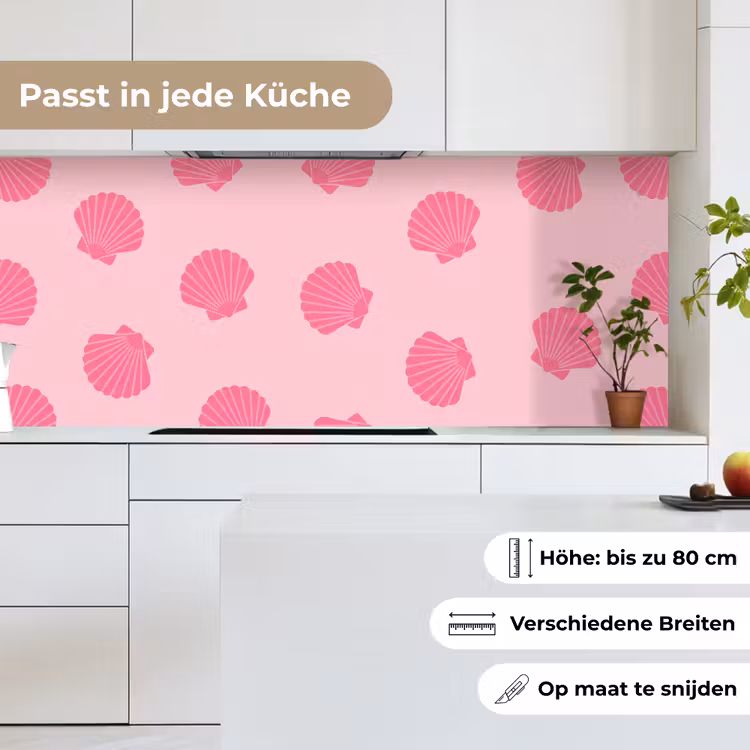Schelp - Patroon - Zee - Modern - Roze keuken achterwand 2 middel -sfeer4_DE