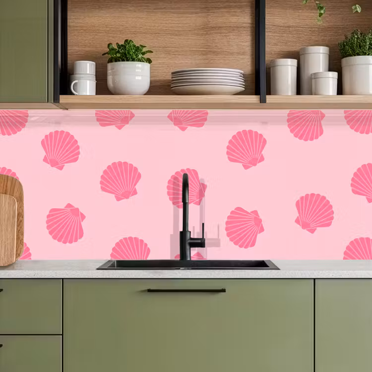 Schelp - Patroon - Zee - Modern - Roze keuken achterwand 2 middel -sfeer3