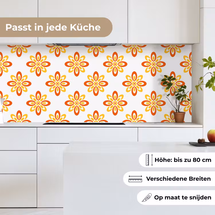 Patroon - Jaren 70 - Bloemen - Oranje keuken achterwand 2 middel 871 -sfeer4_DE
