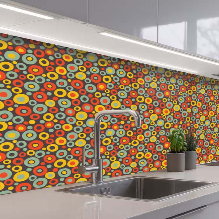 Patroon - Jaren 70 - Retro - Bubbel keuken achterwand 2 middel 871 -3d_schuin