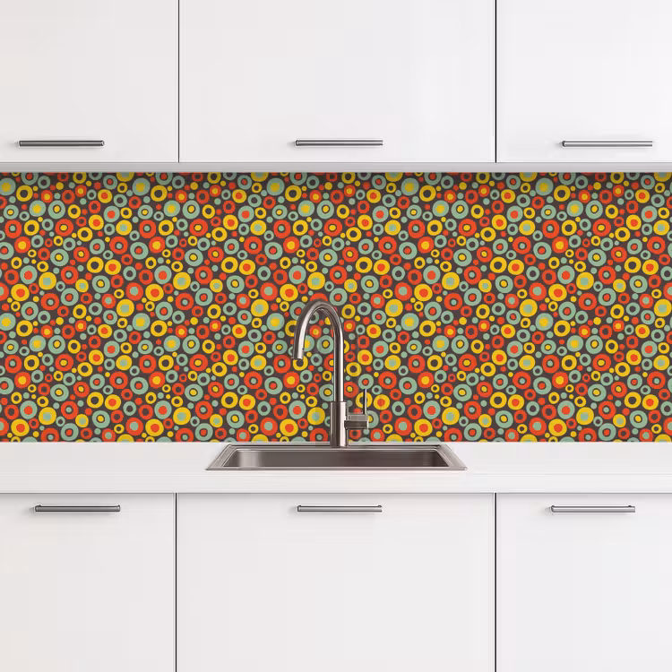 Patroon - Jaren 70 - Retro - Bubbel keuken achterwand 2 middel 871 -3d