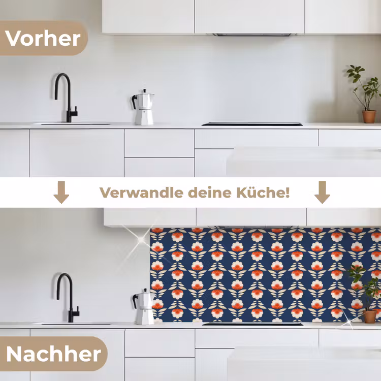 Patronen - Abstract - Bloemen keuken achterwand 2 middel 871 -voor-na_DE