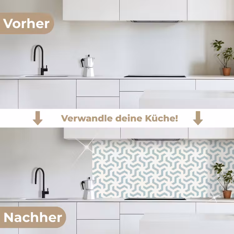 Patronen - Abstract - Groen - Geometrie keuken achterwand 2 middel 871 -voor-na_DE
