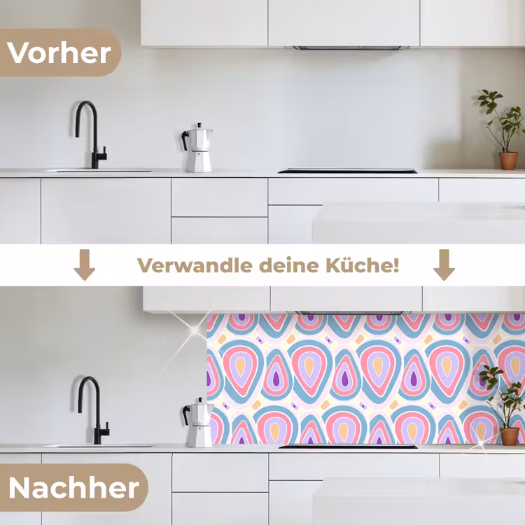 Patroon - Agaat - Retro - Paars keuken achterwand 2 middel 871 -voor-na_DE
