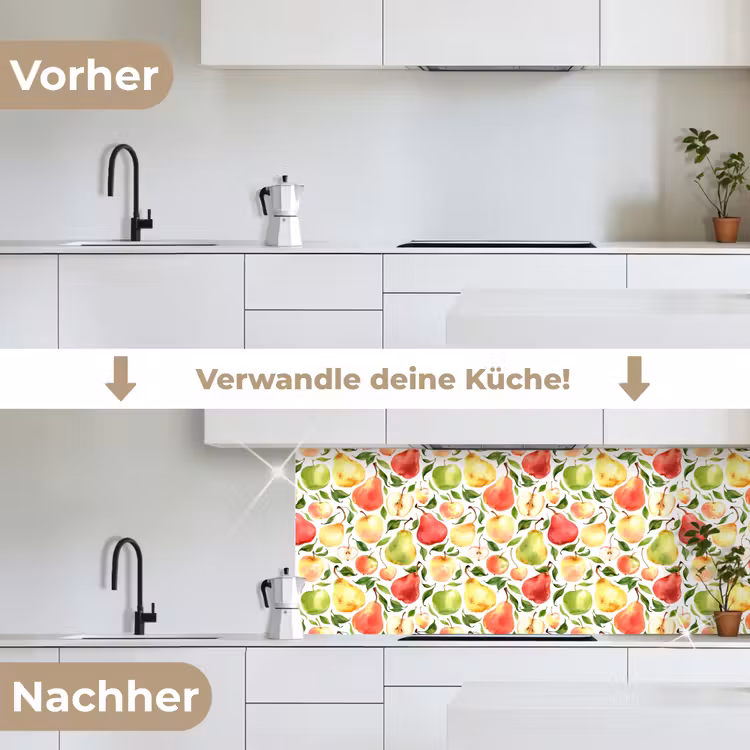 Patroon - Appels - Peren keuken achterwand 2 middel 871 -voor-na_DE