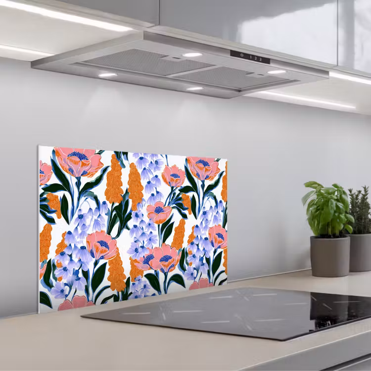 Patroon - Aquarel - Kleurrijk keuken achterwand spatscherm klein 900 -3d_schuin