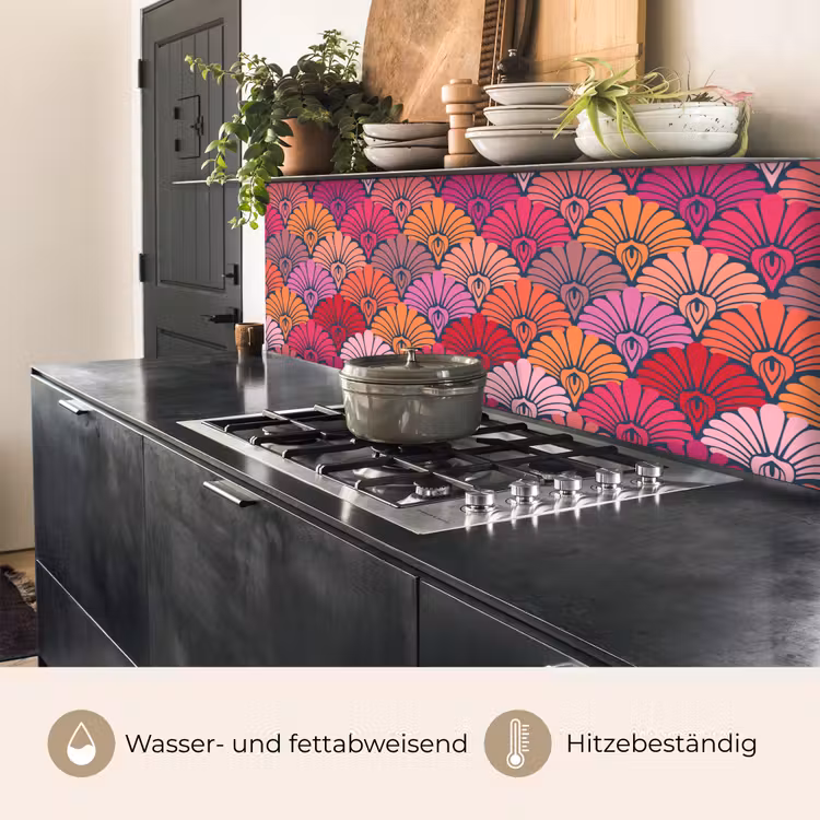 Patronen - Art Deco - Roze - Bloemen keuken achterwand 2 middel 871 -usp_DE