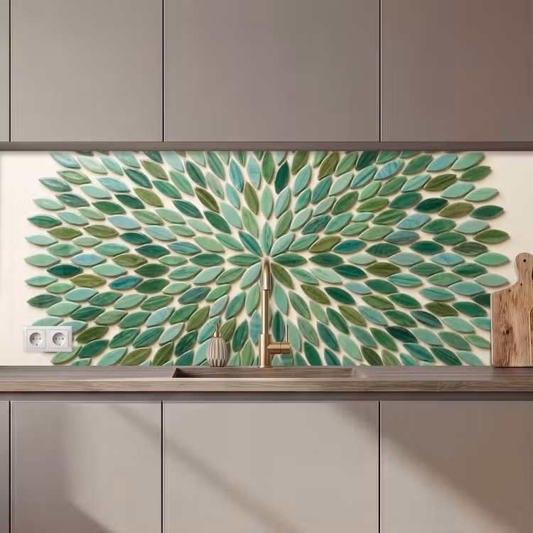 Patroon - Blad - Groen - Abstract keuken achterwand 2 middel zz_3dshopping