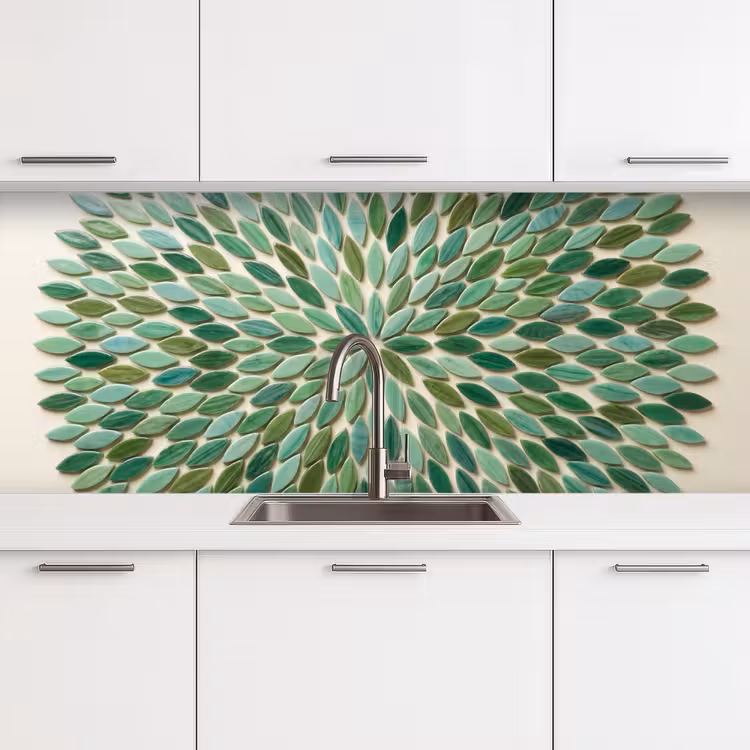 Patroon - Blad - Groen - Abstract keuken achterwand 2 middel -3d