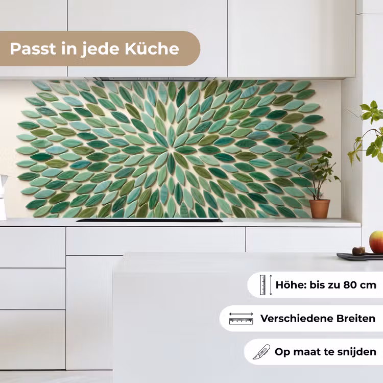 Patroon - Blad - Groen - Abstract keuken achterwand 2 middel -sfeer4_DE