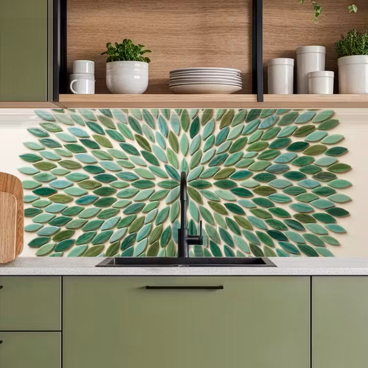 Patroon - Blad - Groen - Abstract keuken achterwand 2 middel -sfeer3