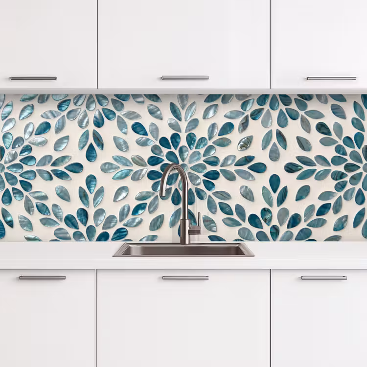 Patroon - Bladeren - Abstract - Modern - Turquoise keuken achterwand 2 middel -3d