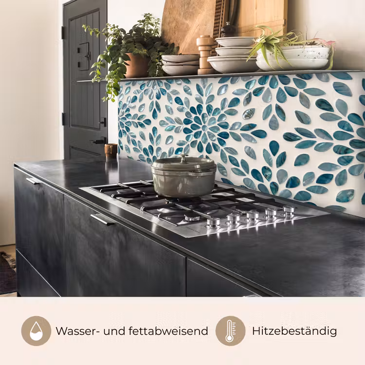 Patroon - Bladeren - Abstract - Modern - Turquoise keuken achterwand 2 middel -usp_DE