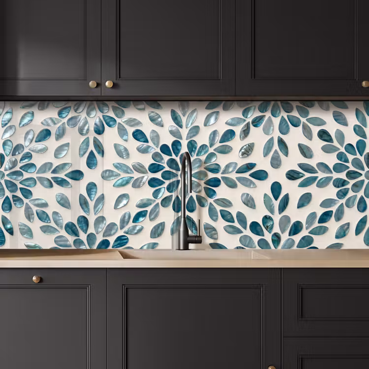 Patroon - Bladeren - Abstract - Modern - Turquoise keuken achterwand 2 middel -sfeer1