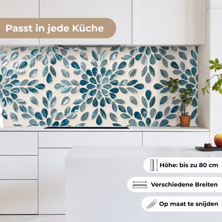 Patroon - Bladeren - Abstract - Modern - Turquoise keuken achterwand 2 middel -sfeer4_DE