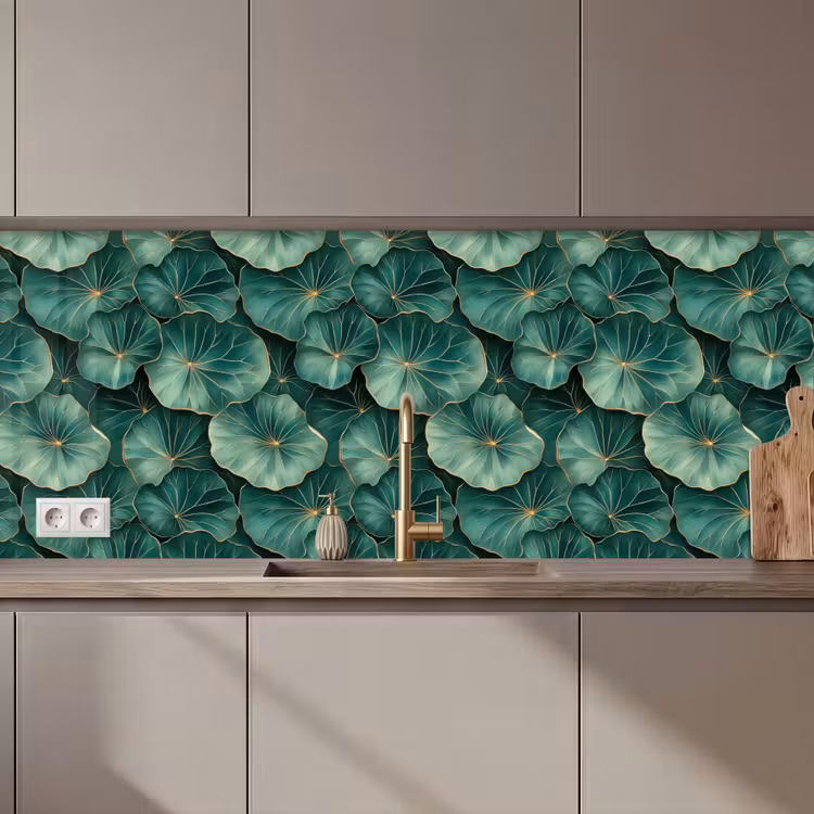 Patroon - Bladeren - Groen keuken achterwand 2 middel 871 zz_3dshopping