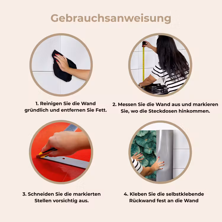 Patroon - Bladeren - Groen keuken achterwand 2 middel 871 -gebruiksaanwijzing_DE