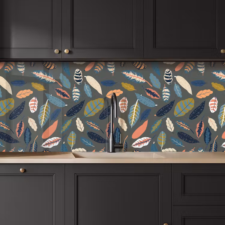 Patroon - Blaadjes - Pastel keuken achterwand 2 middel 871 -sfeer1