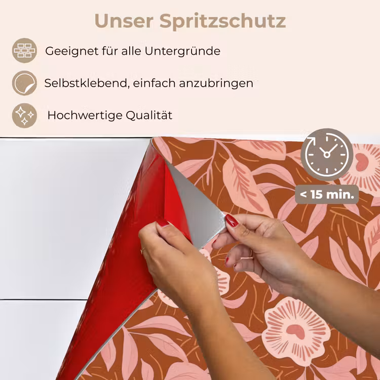 Patroon - Bladeren - Terracotta keuken achterwand spatscherm klein 900 -spatscherm_DE