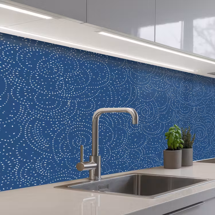 Patroon - Blauw - Japan keuken achterwand 2 middel 871 -3d_schuin