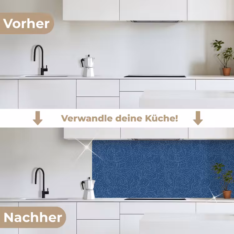 Patroon - Blauw - Japan keuken achterwand 2 middel 871 -voor-na_DE