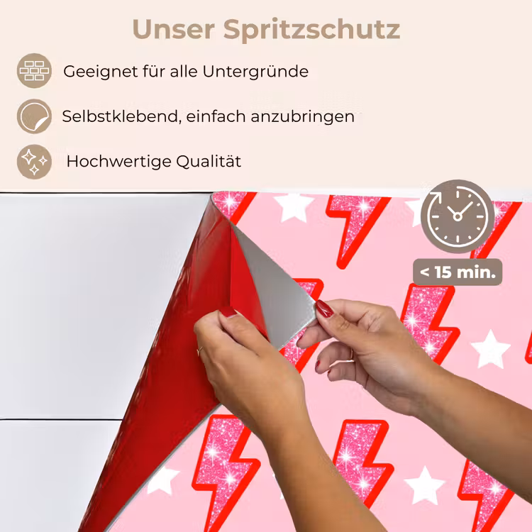 Patroon - Bliksem - Ster - Glitter - Roze keuken achterwand spatscherm klein -spatscherm_DE