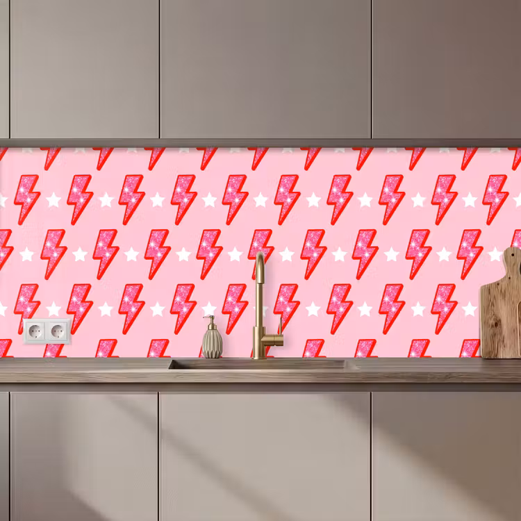 Patroon - Bliksem - Ster - Glitter - Roze keuken achterwand 2 middel zz_3dshopping