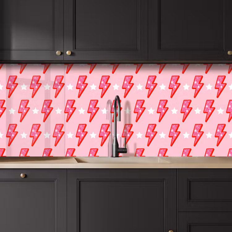 Patroon - Bliksem - Ster - Glitter - Roze keuken achterwand 2 middel -sfeer1