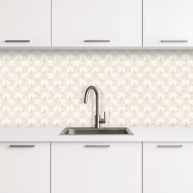 Patroon - Bloemen - Beige keuken achterwand 2 middel 871 -3d