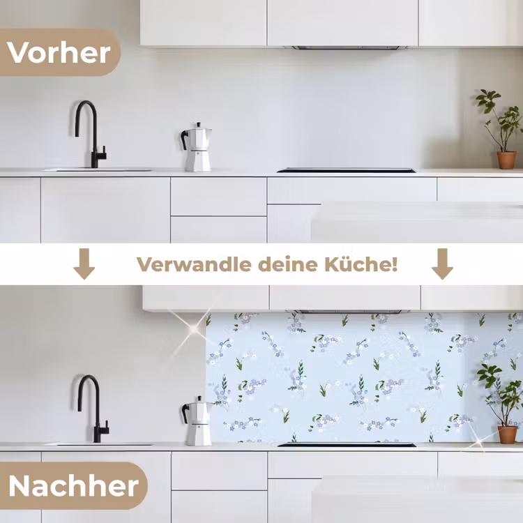 Patroon - Bloemen - Versiering keuken achterwand 2 middel 871 -voor-na_DE