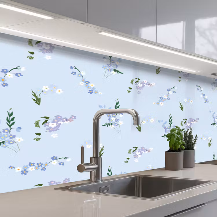 Patroon - Bloemen - Versiering keuken achterwand 2 middel 871 -3d_schuin